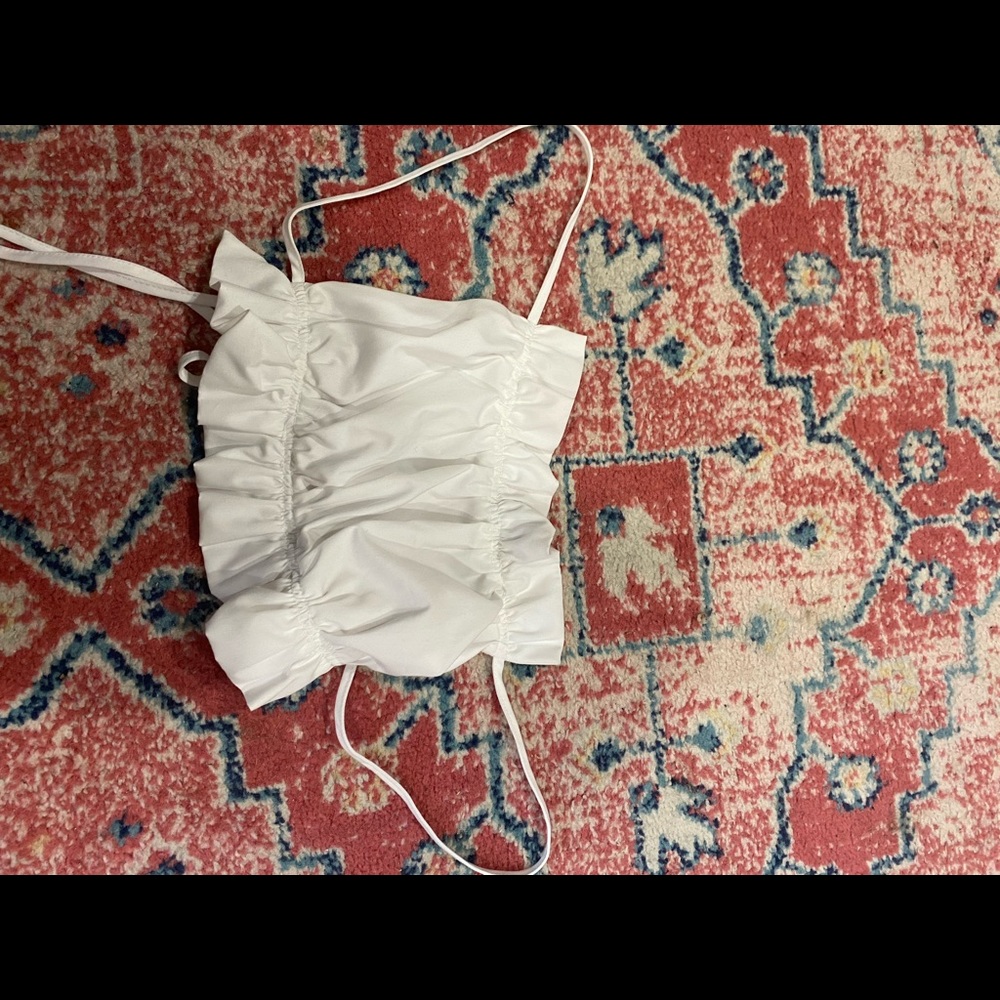 White, ruffled crop top from Shein. Size small